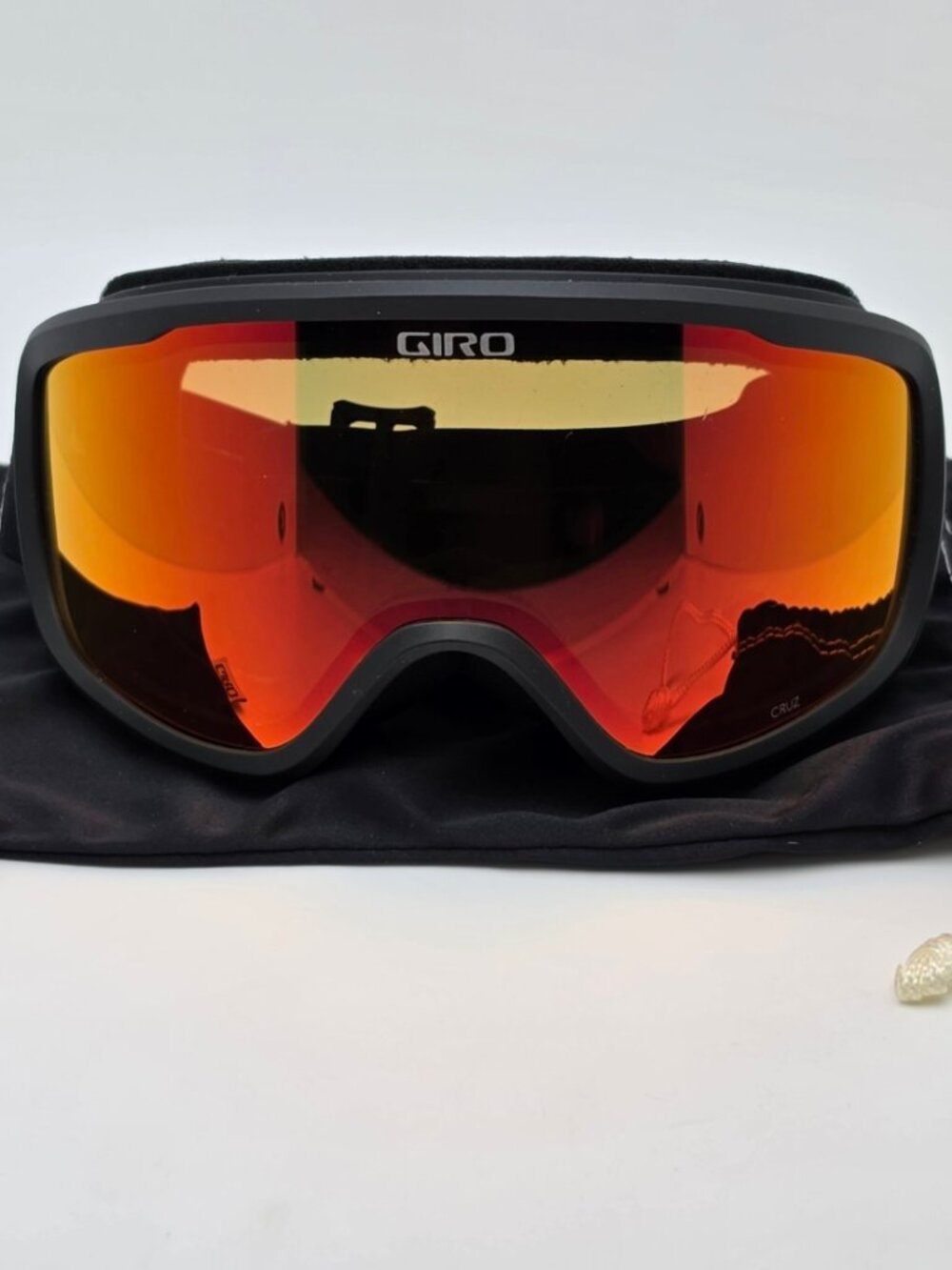 Giro Cruz Black Frame Orange Mirror Lens Snow Ski Snowboard Goggles w/ Case